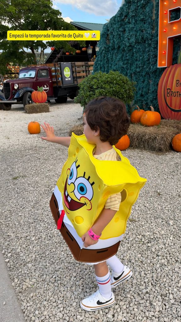 Marquito lució adorable con un disfraz de Bob Esponja.