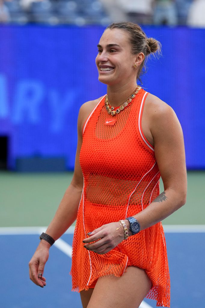 Aryna Sabalenka jugando en el US Open 2026. 