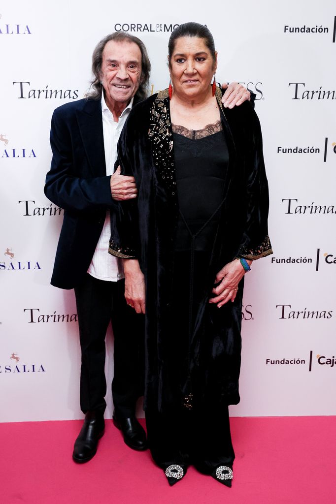 Pepe Habichuela y Amparo Niño en los premios "Fearless Flamenco y Diseño" 2023 en el Corral de la Morería, en Sevilla