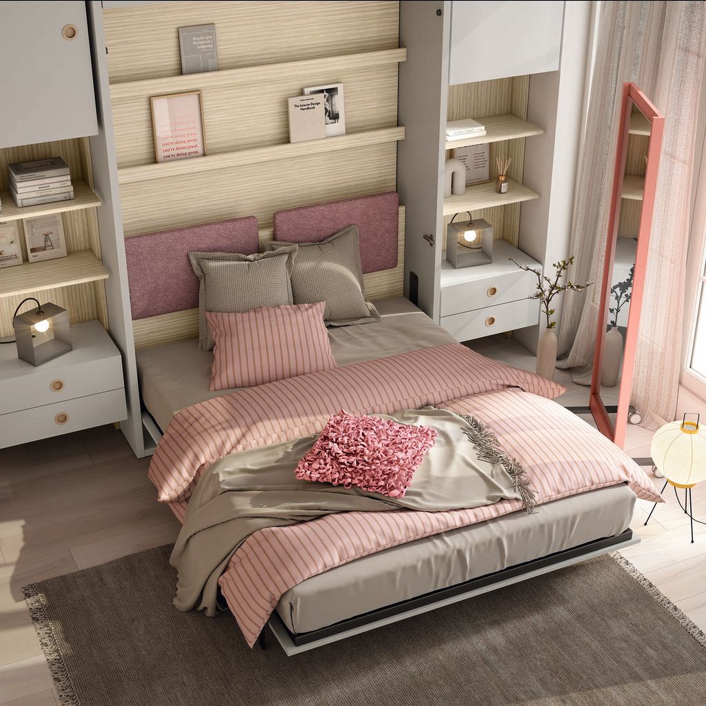 Dormitorio juvenil con toques en color rosa