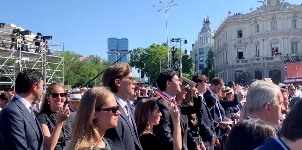 Una imagen de la Familia Real durante la misa del Papa en Cibeles