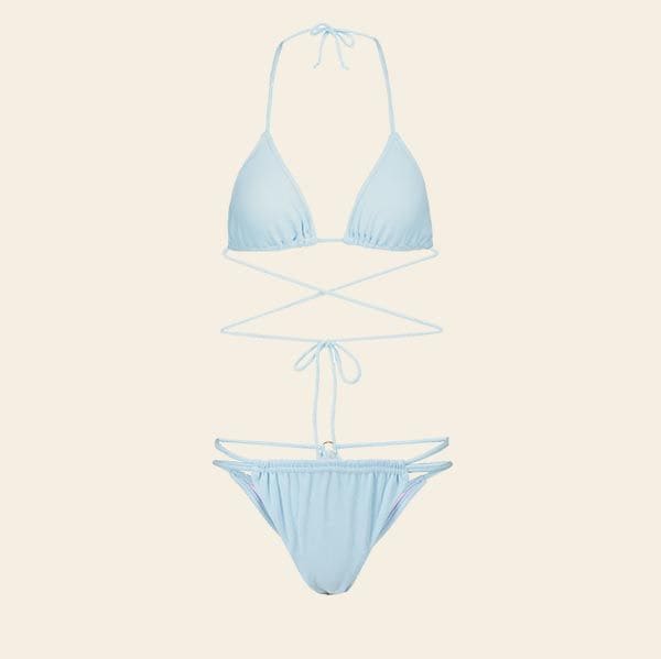 bikini azul pastel tiras