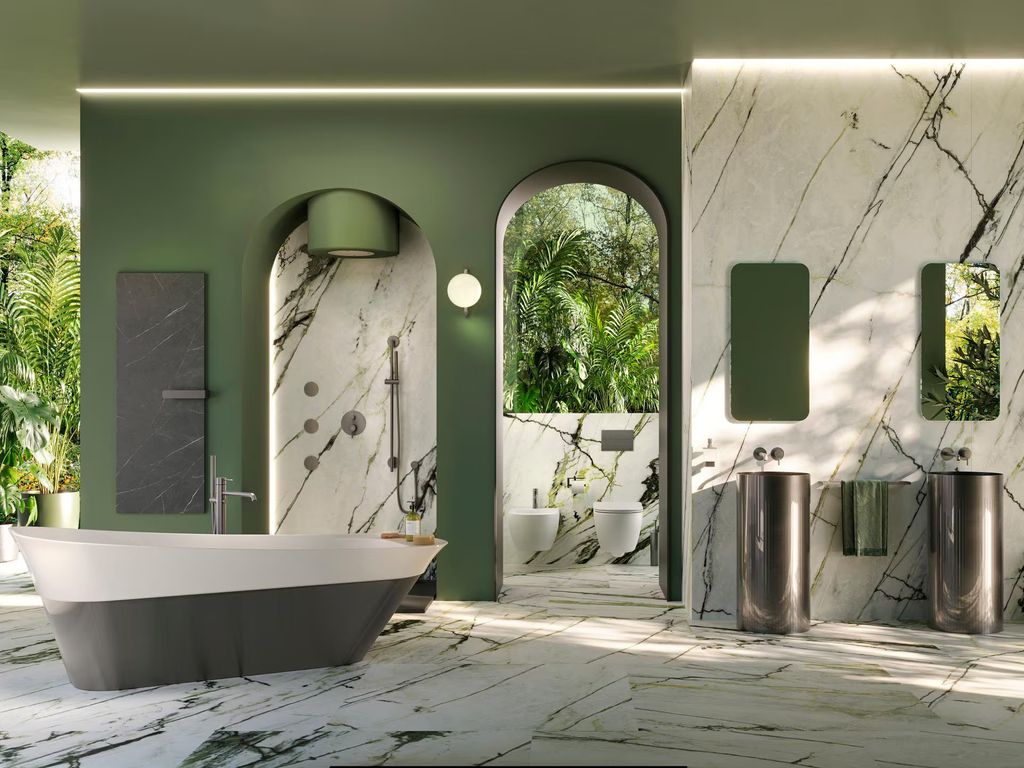 Baño decorado en verde