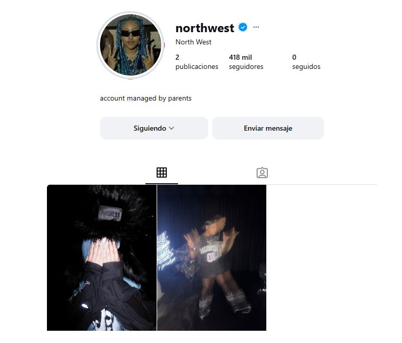 Así luce la cuenta de North West en Instagram, con casi medio millón de seguidores.