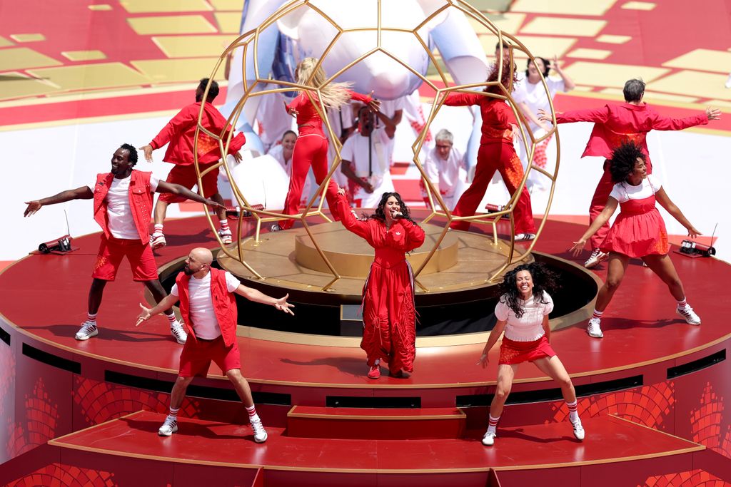 TORONTO, ONTARIO - JUNE 12: Alessia Cara performs during the Opening Ceremony before the FIFA World Cup 2026 Group B match between Canada and Bosnia and Herzegovina at Toronto Stadium on June 12, 2026 in Toronto, Ontario. (Photo by Ezra Shaw - FIFA/FIFA via Getty Images)
