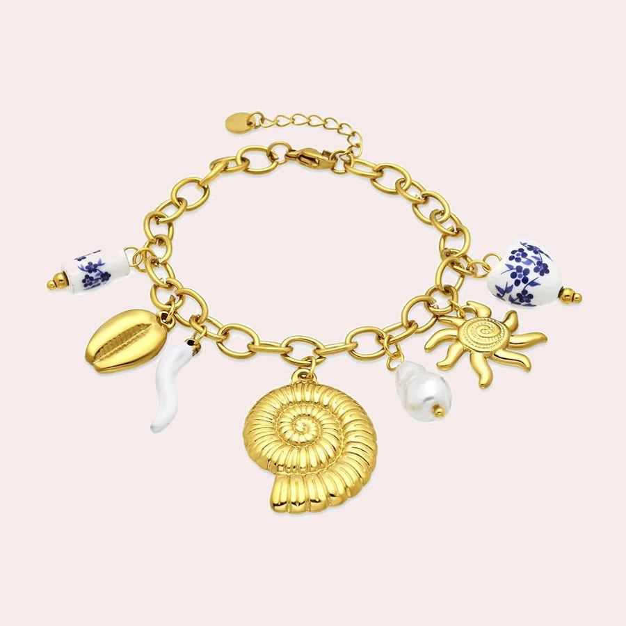 Pulsera de Perla Blanca acabado en oro amarillo de 18k - Ribeleg