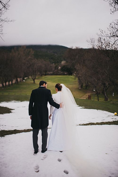Boda con nieve en invierno en Madrid