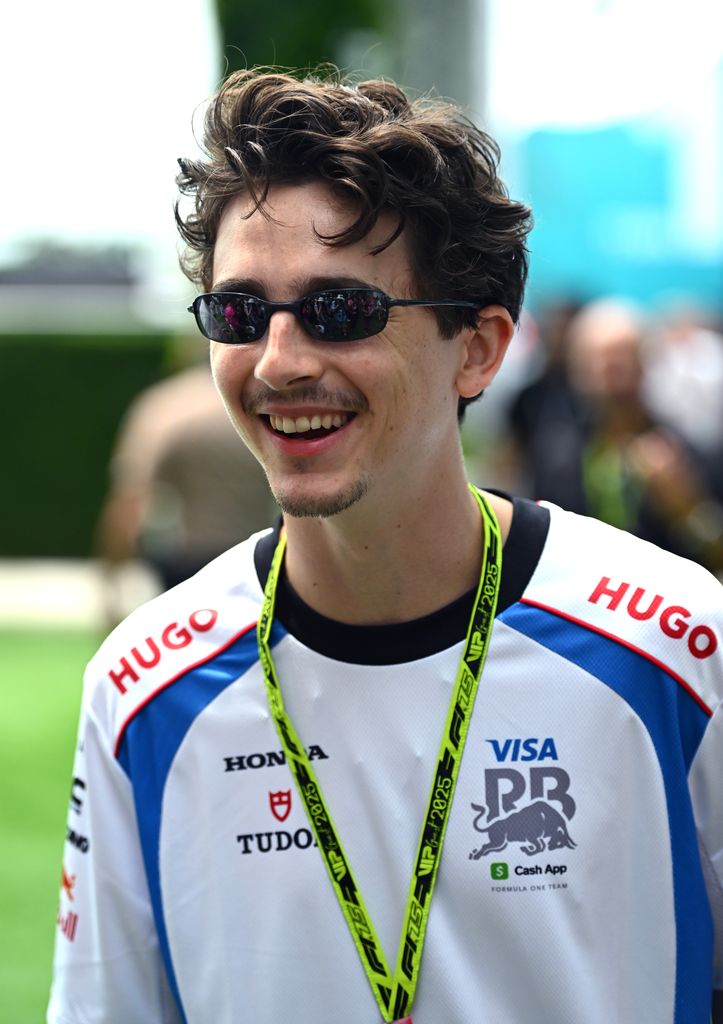 Timothée Chalamet en el Gran Premio de Miami 2025. 