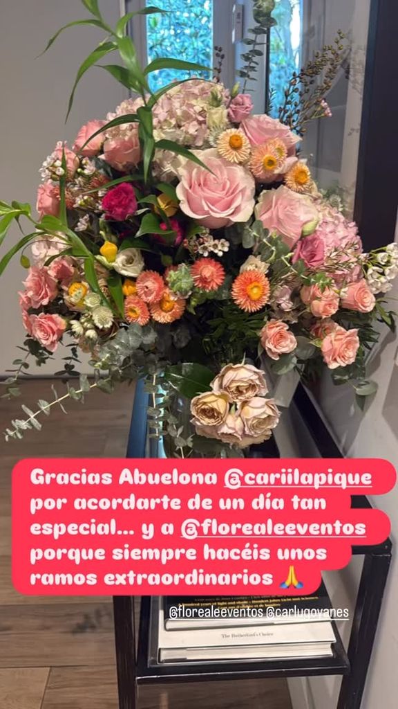 Las flores que ha recibido Carla Goyanes de parte de su madre, Cari Lapique