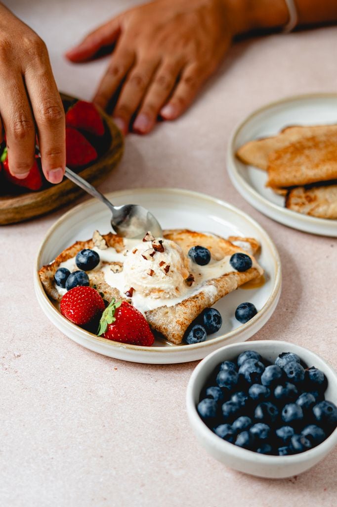 Crepes veganas con helado
