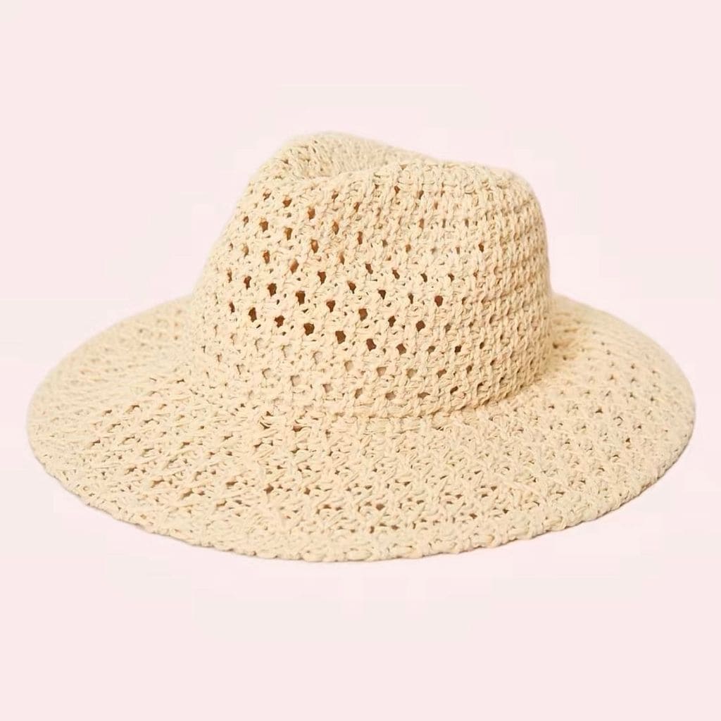 Sombrero fedora beis plegable de punto de croché de Asos