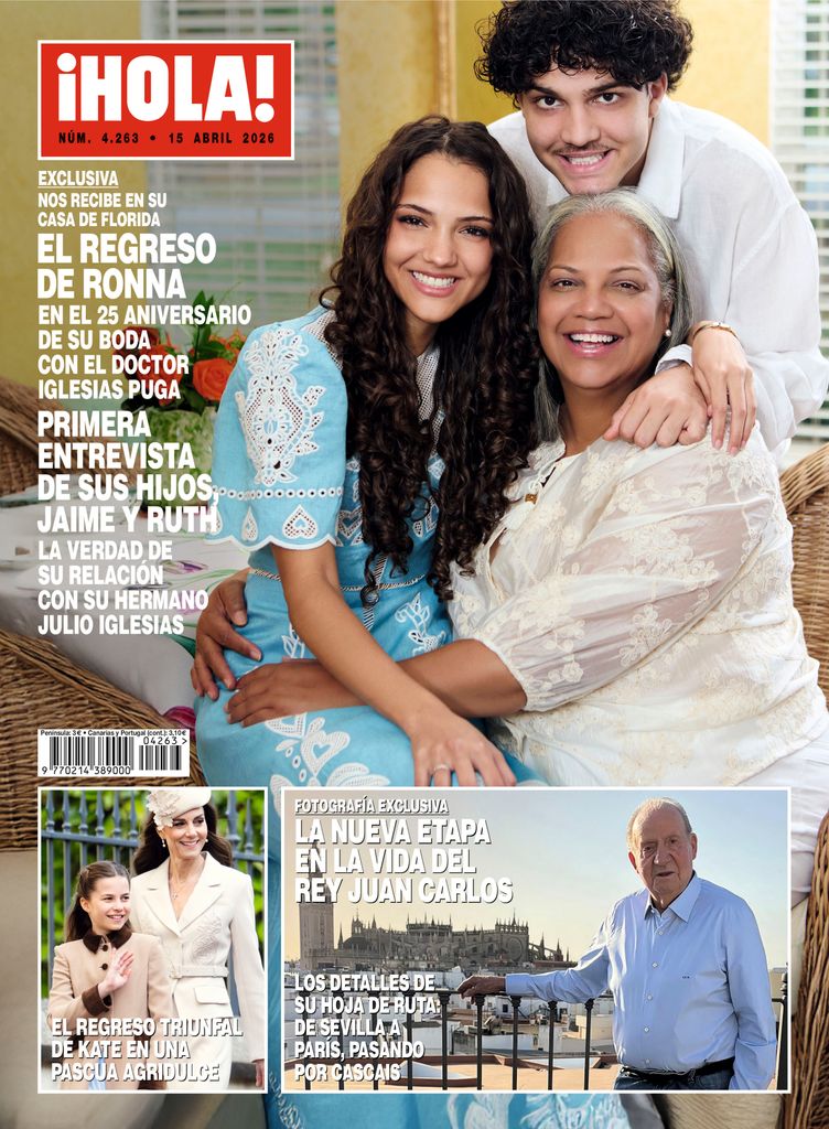 Ronna Keitt con sus hijos, Jaime y Ruth en la portada de ¡HOLA!