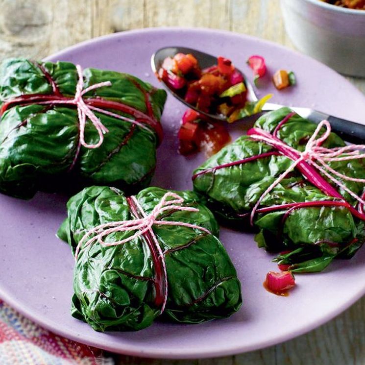 Rollitos de acelga rellenos.