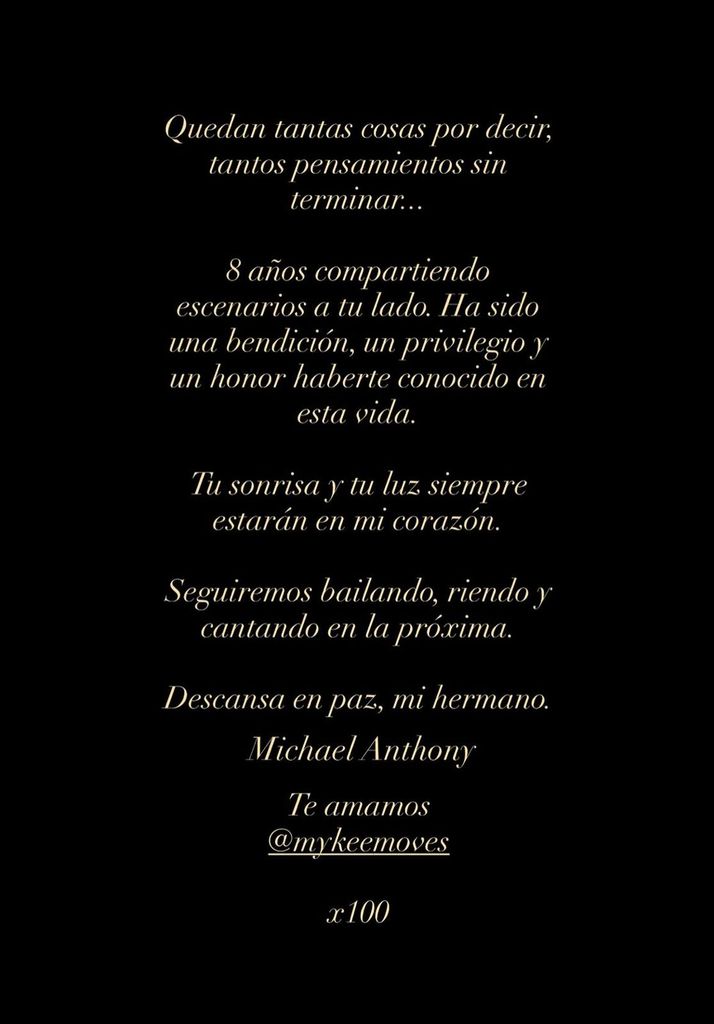 El texto de Rauw Alejandro despidiendo al bailarín Mykee