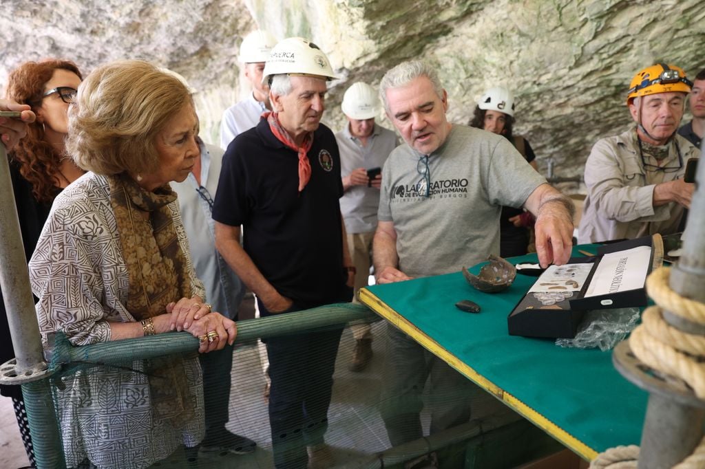 La reina Sofía en los yacimientos de Atapuerca el 18 de julio de 2024