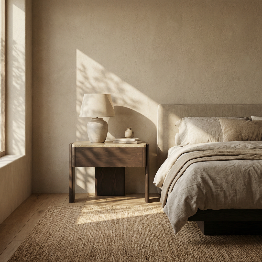 Dormitorio con paredes en color "greige"