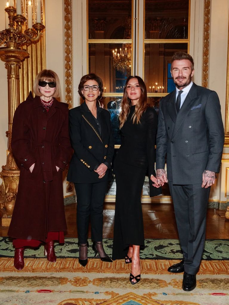 Anna Wintour, Rachida Dati, ministra de Cultura en Francia, Victoria Beckham y David Beckham