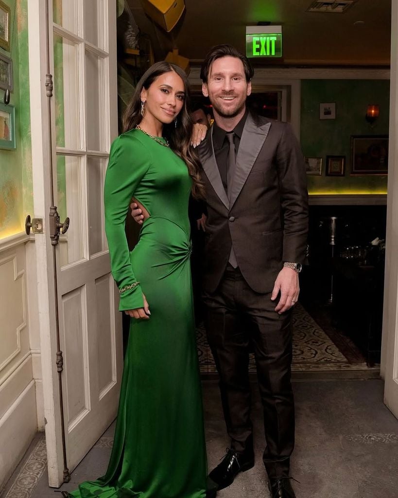 Antonela Roccuzzo y Lionel Messi en la fiesta de cumpleaños de David Beckham 