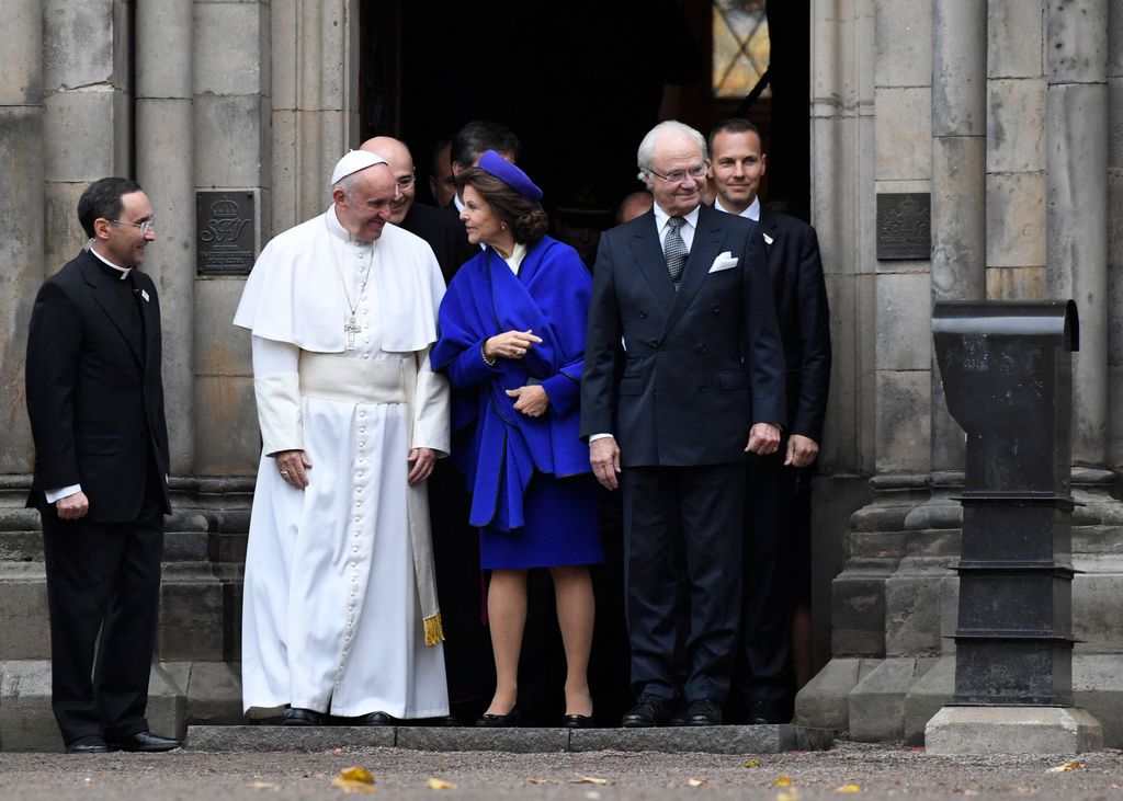 Carlos Gustavo y Silvia de Suecia con el Papa Francisco en 2016