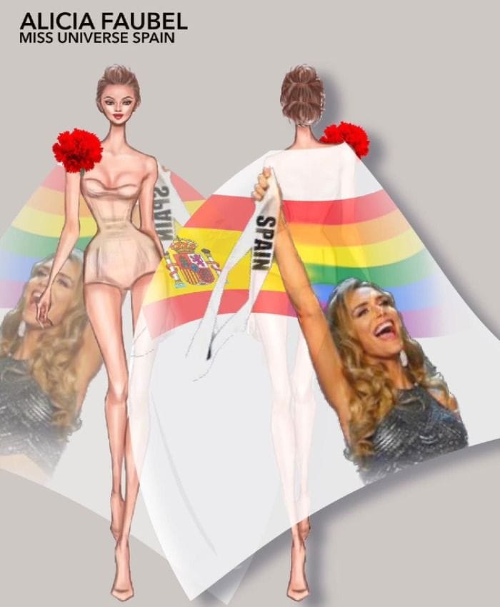 Boceto de la capa y traje de baño de Alicia Faubel 