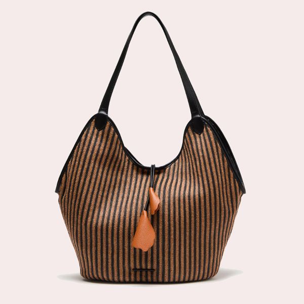 Bolso de hombro en tejido a rayas