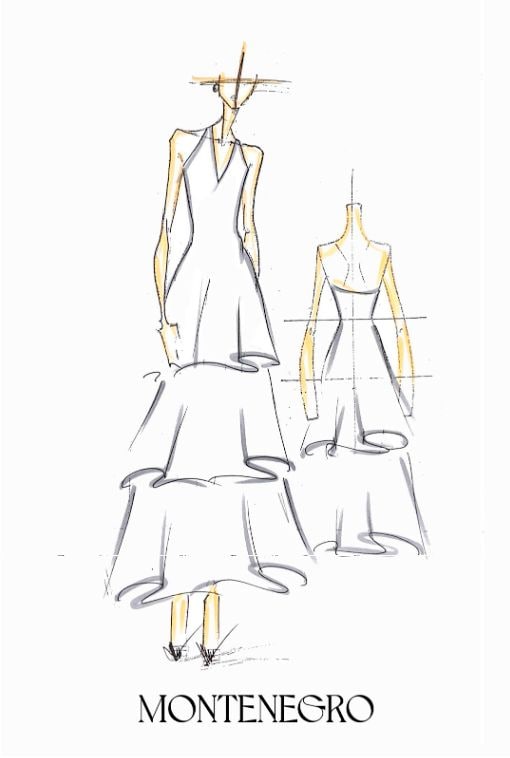 Boceto del vestido de novia de Blanca Llandres
