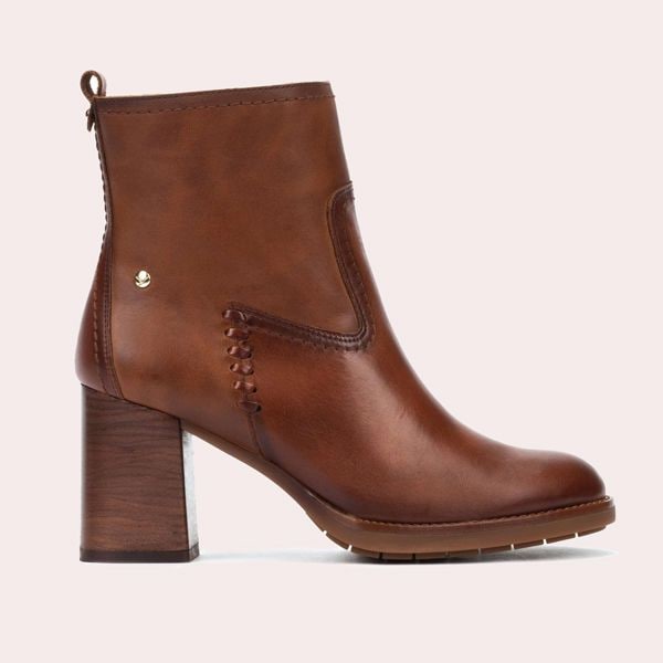 Botines de tacón con cierre de cremallera para mujer