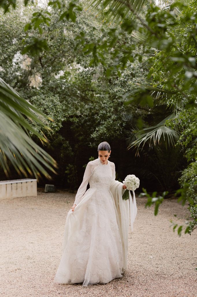 La boda de Elena con vestido de Inés Lacasa