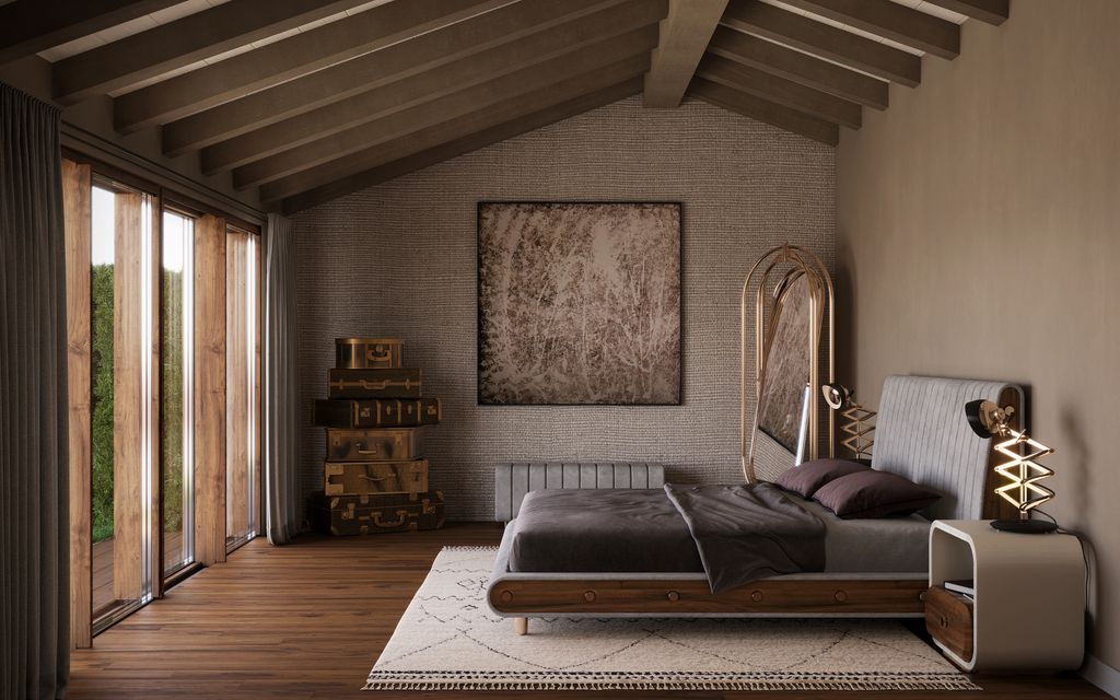 Dormitorio de estilo rústico