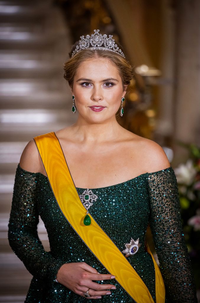Amalia de Holanda el pasado octubre en la cena de gala que se celebró en el Gran Palacio Ducal de Luxemburgo con motivo de la proclamación de los Grandes Duques Guillermo y Stephanie