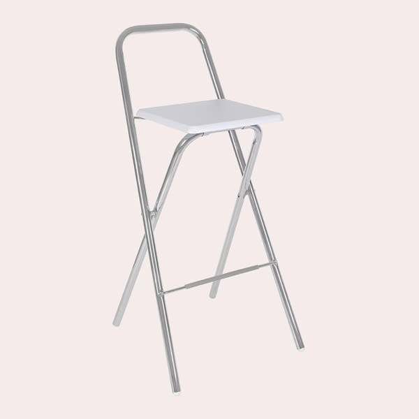 taburete plegable aluminio blanco