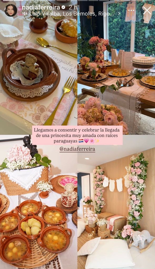 El baby shower de Nadia Ferreira contó con comida y elementos característicos de su natal Paraguay.