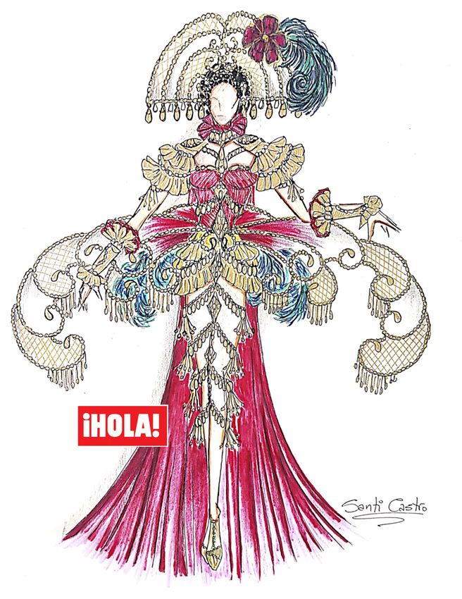 Andrea Martínez boceto traje típico