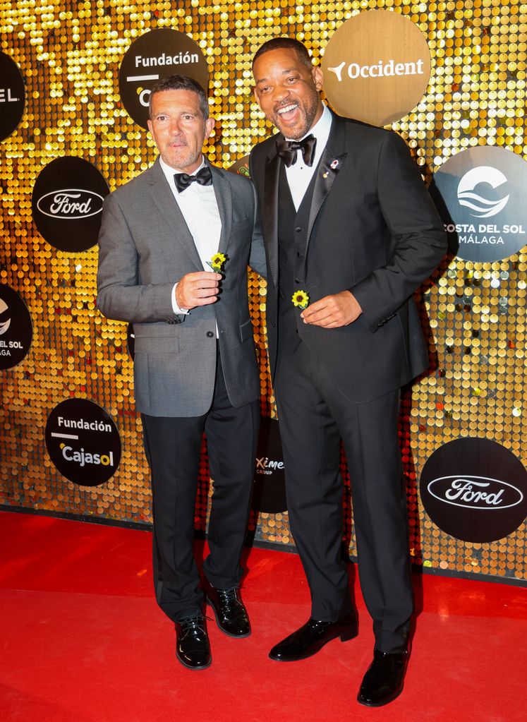 Actors Will Smith and Antonio Banderas  during the Starlite gala in Marbella. August 4 2024