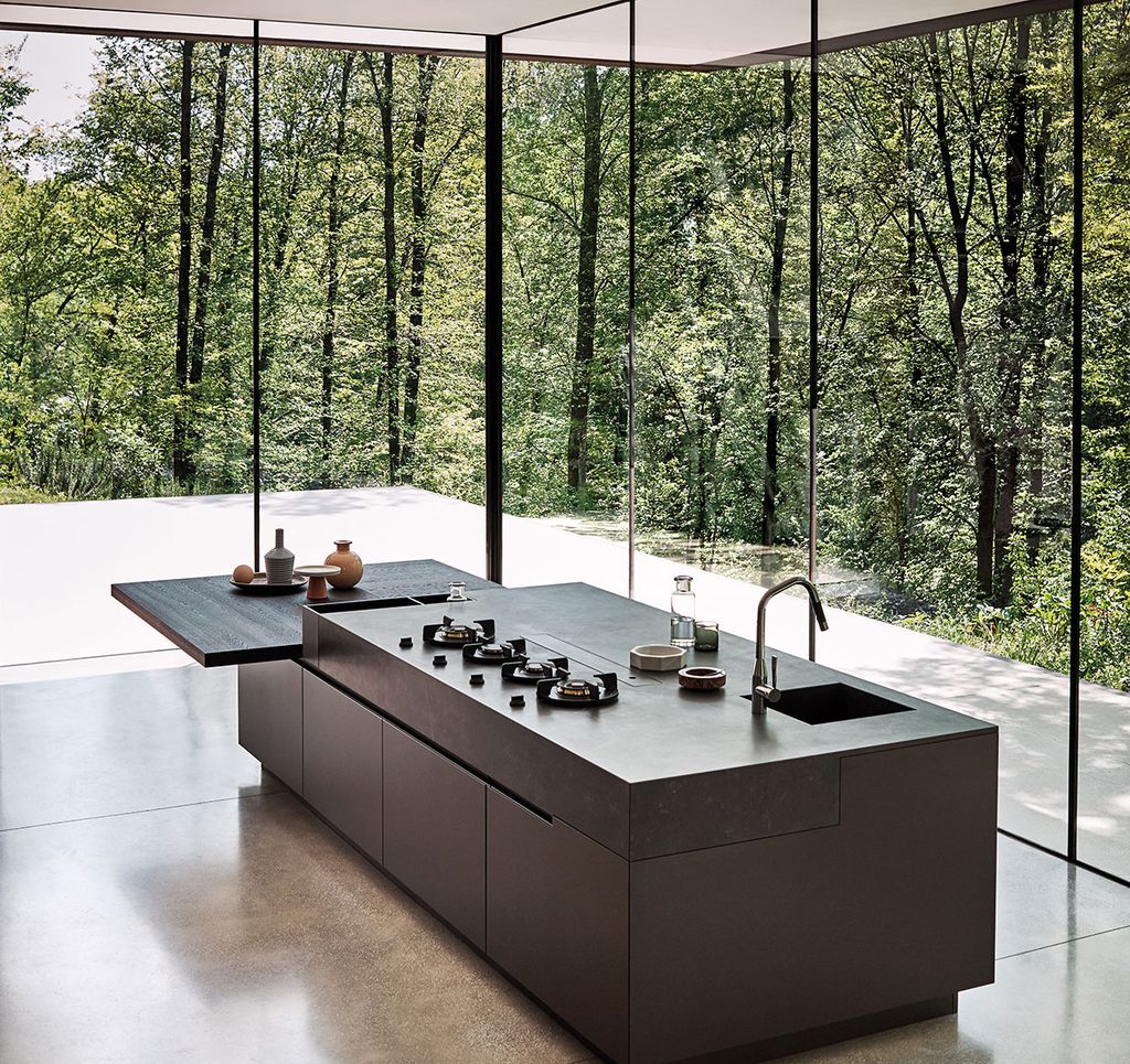 Cocina con fogones de gas integrados