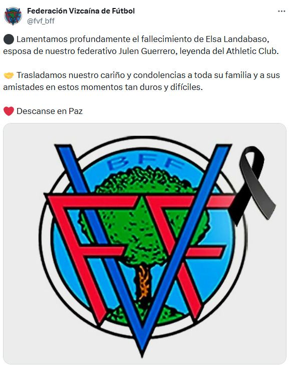 La Federación Vizcaína de Fútbol ha comunicado la triste noticia
