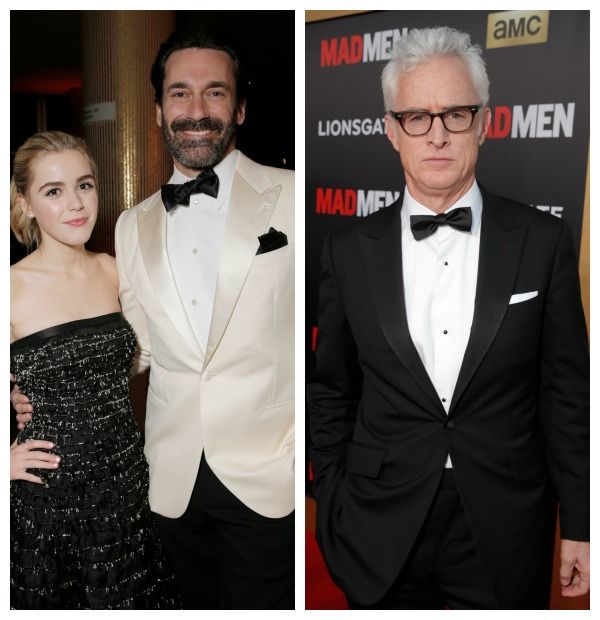 John Slattery, Roger Sterling en la ficción, también viajó a Los Angeles para despedirse de la serie de televisión, en su caso con un esmoquin oscuro.
