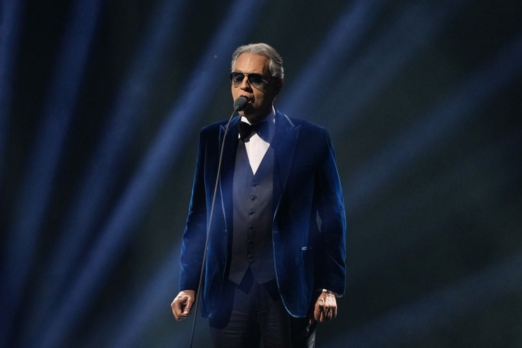 Andrea Bocelli en su participación en la ceremonia de sorteo del Mundial 2026.