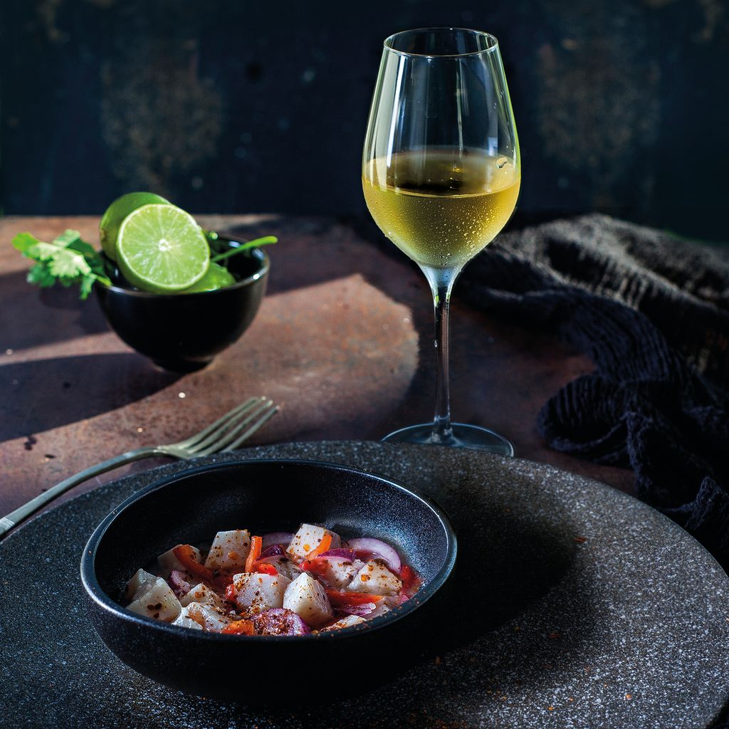 Vino Manzanilla con cebiche