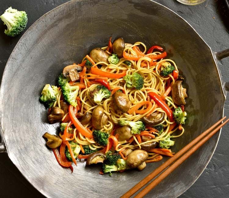Fideos chinos con verduras