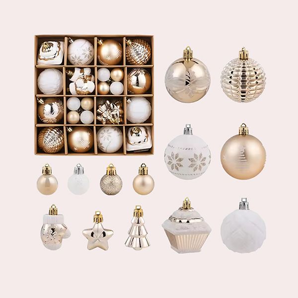 42 Uds. Adornos de Árbol de Navidad de Color Champán de 6CM