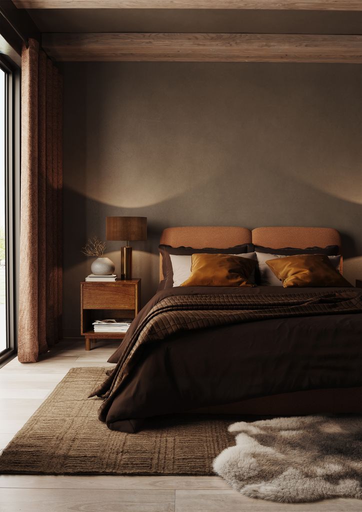 Dormitorio en tonos marrones