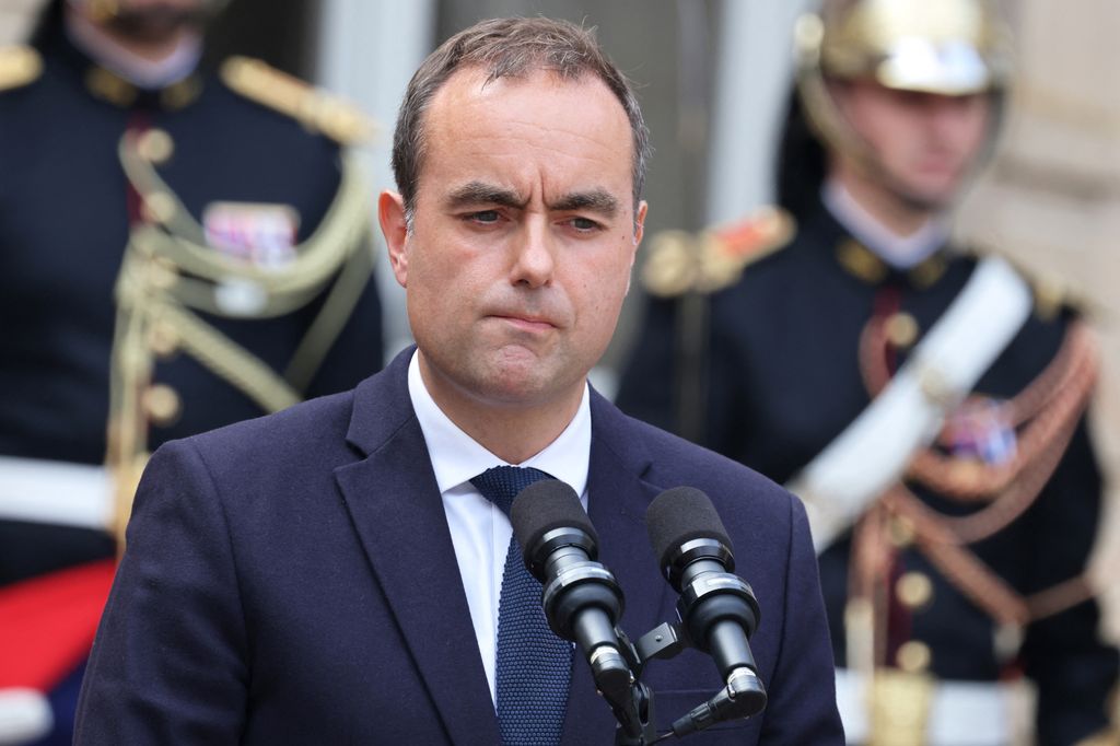 France's newly-appointed Prime Minister and former Minister of Armed Forces Sebastien Lecornu reacts as he speaks at the end of the handover ceremony at the Hotel Matignon in Paris on September 10, 2025. French President on September 9, 2025, named defence minister and his close ally Sebastien Lecornu as the new prime minister to resolve a deepening political crisis as protests began on the same day throughout France. (Photo by Ludovic MARIN / POOL / AFP) (Photo by LUDOVIC MARIN/POOL/AFP via Getty Images)          