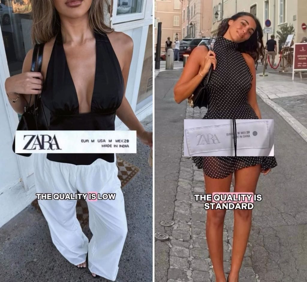 Etiquetas de Zara