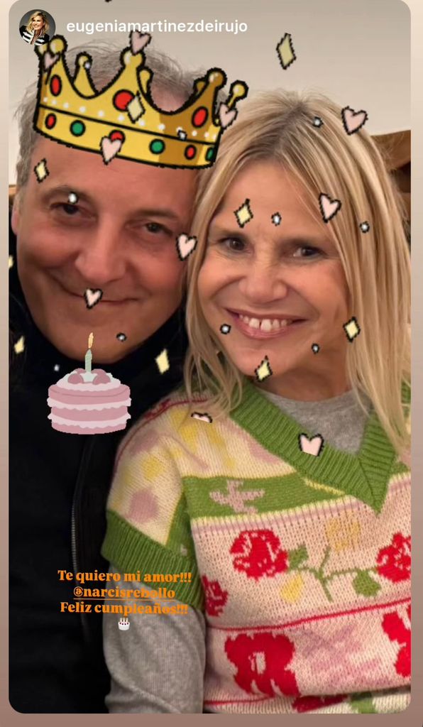 Eugenia Martínez de Irujo felicitando a Narcís Rebollo por su cumpleaños