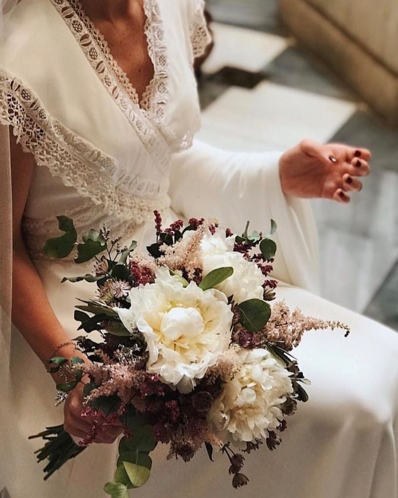 Ramos de novia de peonías blanco y verde