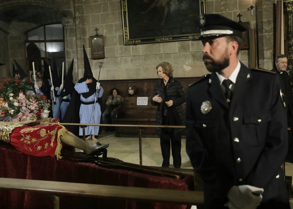 La reina Sofía, en la Semana Santa de Mallorca, en abril de 2023