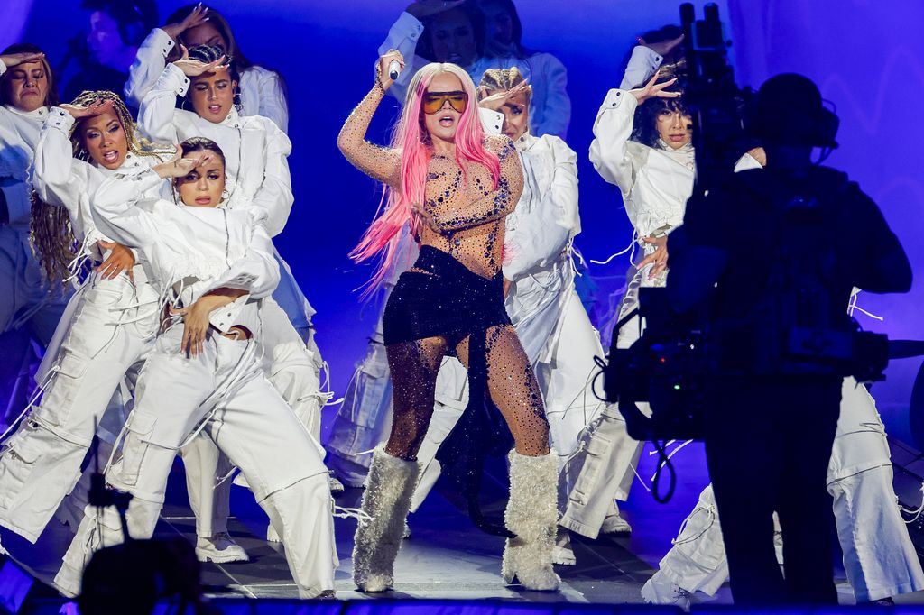 Karol G en su concierto en el Estadio Santiago Bernabéu de Madrid el 20 de julio de 2024