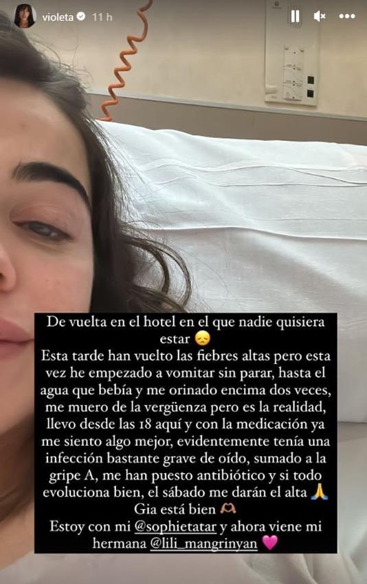 Violeta Mangriñán, ingresada de nuevo en el último trimestre de embarazo