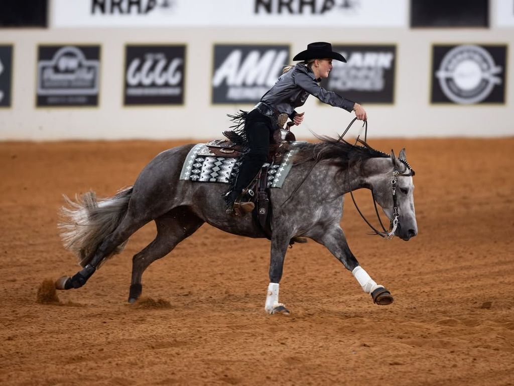 Gina en una de sus últimas participaciones en un concurso ecuestre